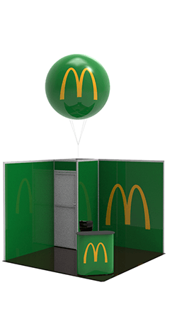 Illustration d’un stand équipé d’un ballon publicitaire personnalisé.
